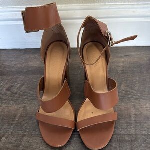Brown strap heels
